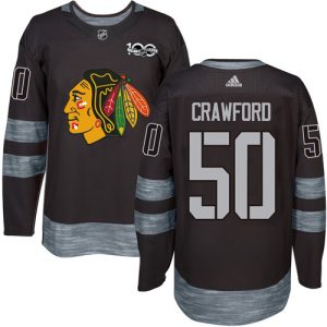 Kinder Chicago Blackhawks Eishockey Trikot Corey Crawford #50 Authentic Schwarz 1917-2017 100th Anniversary